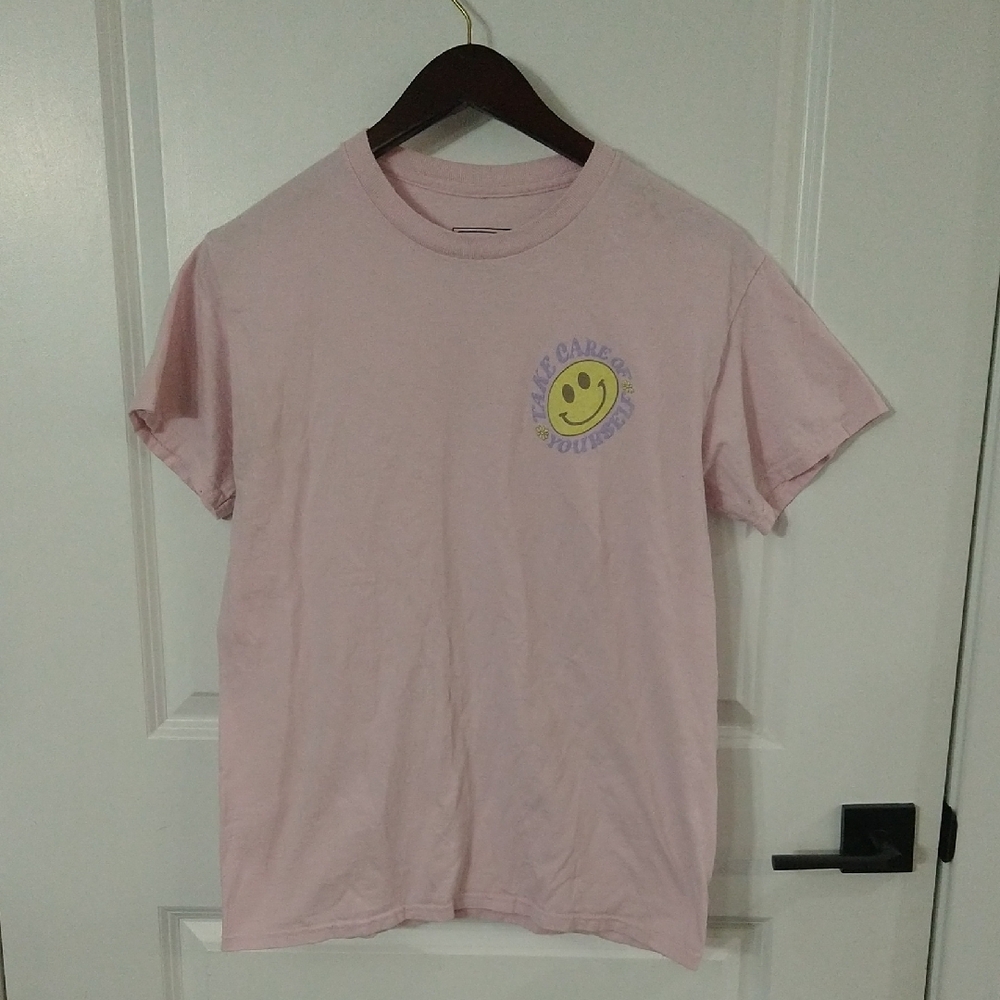 BUZZ Pink Tee-Take Care Of Yourself-Smiley Face